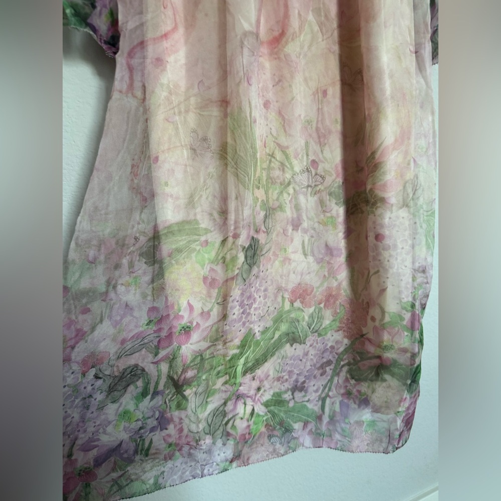 NWT Miss Rosier JUSTINE Dress floral print cinched midi size Small PINK cottage - Picture 12 of 16